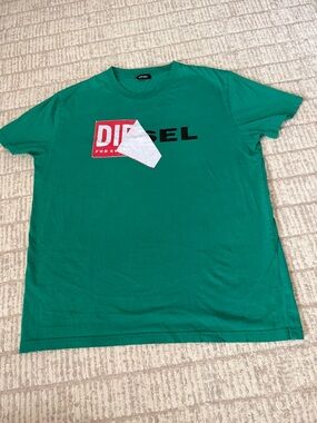 Diesel Green Tee with Red and Black Logo size L